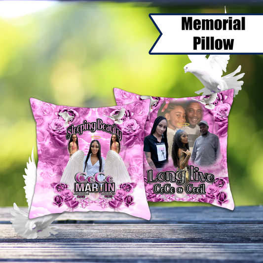 CeCe Martin Pink-Roses Memorial Pillow
